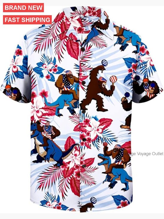 Other - Men's Short Sleeve Button Down Hawaiian Shirt Regular Fit Polyester